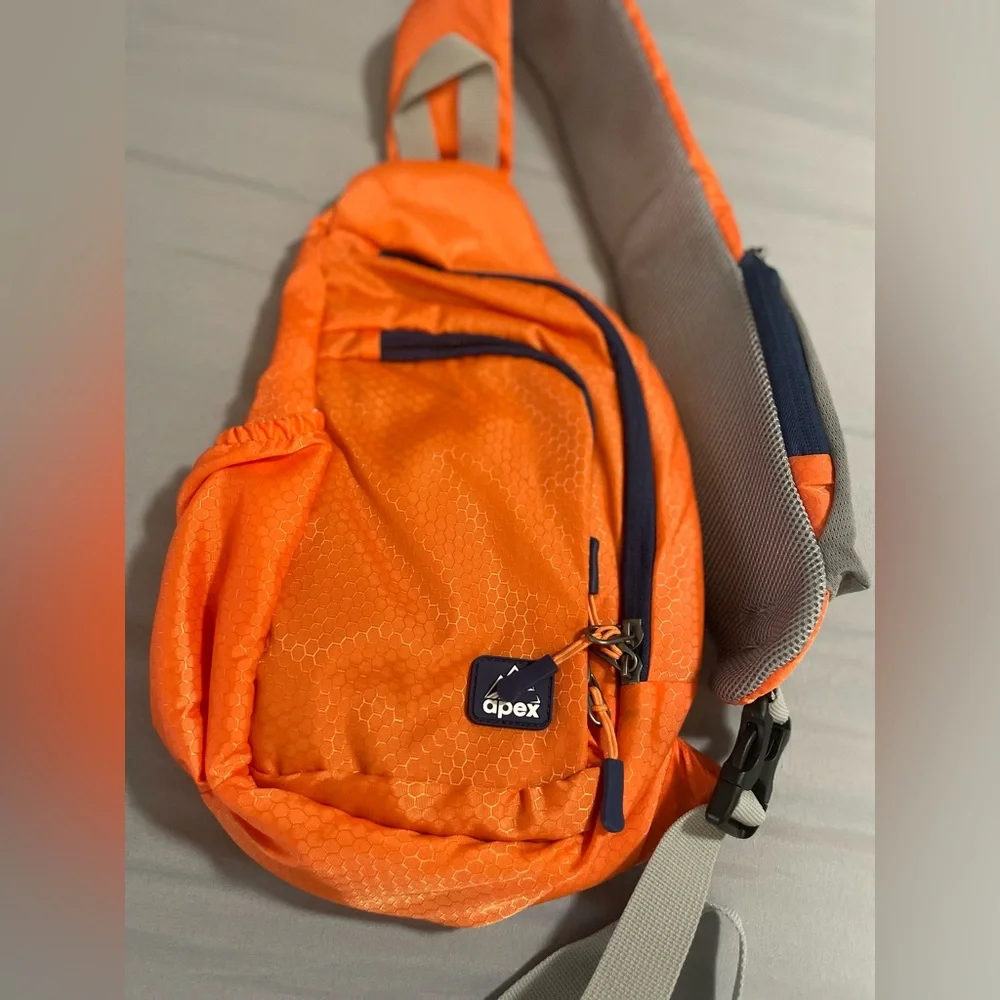 APEX 🥾🏔️Orange shoulder Crossbody bag Unisex small hiking Backpack Sporty Design
